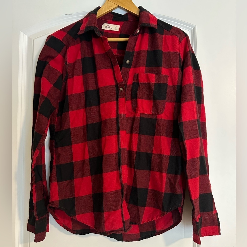 Hollister Red & Black Button Up Flannel